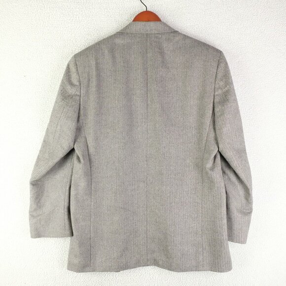 Vintage Blazer Mens 40R Gray Herringbone Two Button Vented Wool Silk Casual - Picture 5 of 15
